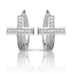 New AMANDA BLU CROSS EAR HUG EARRINGS – SILVER